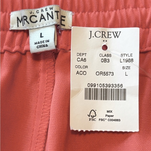 J. Crew Mercantile Coral tie-front shorts, Size Large, NWT - Picture 5 of 5